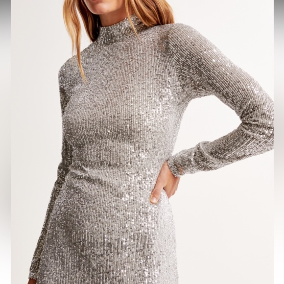 Abercrombie Long Sleeve sequin Mockneck mini dress - Picture 2 of 4